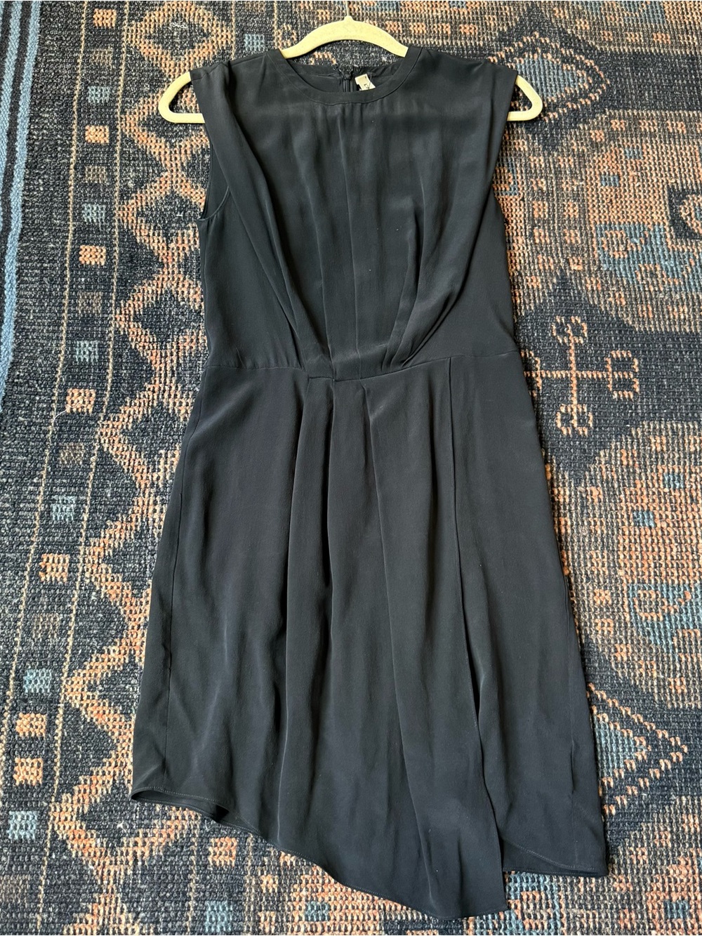 L'AGENCE Black Asymmetrical Pleated silk Dress size 2